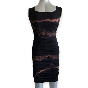 Gatta Bodywear Stretch Bodycon Black/Brown Tie Die Midi Dress size M